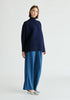Paisie Turtleneck Ribbed Jumper in Navy Side